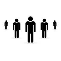 icône de silhouette noire de chef d'équipe humaine sociale. symbole de groupe de personnes. icône de travail d'équipe d'entreprise communautaire. foule de personnes signe. pictogramme des membres corporatifs publics. illustration vectorielle isolée. vecteur