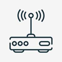 icône de la ligne du modem. pictogramme linéaire de routeur internet. icône de contour de routeur wifi. illustration vectorielle isolée. vecteur