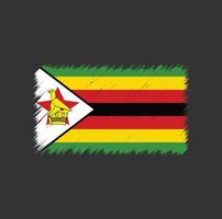 coup de pinceau du drapeau du zimbabwe vecteur