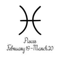 symbole du zodiaque, son nom et ses dates pictogramme d'illustration vectorielle pour l'astrologie, l'horoscope, les icônes linéaires dans un style simple dessiné à la main vecteur