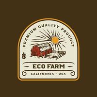insigne de logo d'agriculteur vintage. illustration vectorielle faite à la main vecteur