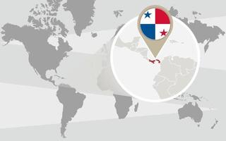 carte du monde avec panama agrandie vecteur