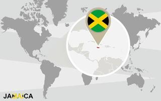 carte du monde avec la jamaïque agrandie vecteur