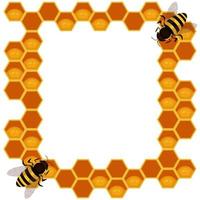 cadre en nid d'abeille avec des abeilles vecteur
