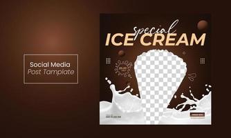 publication culinaire sur les réseaux sociaux avec un dessin abstrait. crème glacée, illustration vectorielle de délicieux flyers de crème glacée vecteur