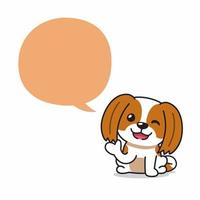 personnage de dessin animé chien shih tzu heureux avec bulle de dialogue vecteur