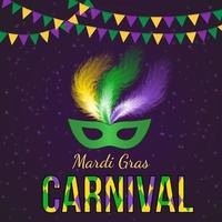 illustration vectorielle de mardi gras carnaval avec masque sur fond clair foncé. modèle de conception facile à modifier pour vos projets. vecteur