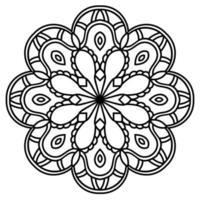 mandala de contour. fleur de doodle rond ornemental isolé sur fond blanc. élément de cercle géométrique. vecteur