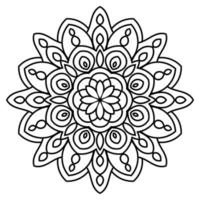 fleur de doodle rond ornemental isolé sur fond blanc. mandala de contour noir. élément de cercle géométrique. vecteur