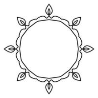 doodle abstrait curly fine ligne ronde cadre isolé sur fond blanc. bordure de mandala. vecteur