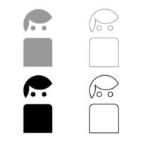 jeu d'icônes d'avatar couleur gris noir vecteur