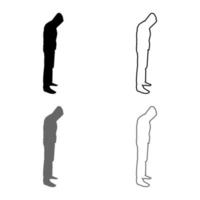 L'homme dans le capot concept silhouette vue côté danger icon set couleur gris noir illustration contour style plat simple image vecteur
