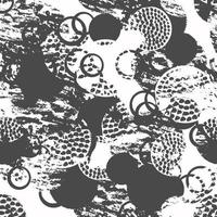 motif harmonieux abstrait grunge noir et blanc avec cercles, anneaux, différents coups de pinceau et formes. fond de cercles texturés à l'infini. vecteur