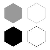 jeu d'icônes hexagonales couleur gris noir vecteur