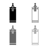 jeu d'icônes de sac de boxe couleur gris noir illustration contour style plat image simple vecteur