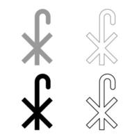 croix monogramme x symbole saint pasteur signe religieux croix icône ensemble noir gris couleur illustration vectorielle image de style plat vecteur