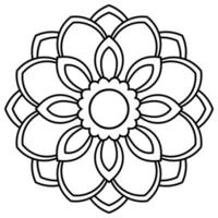 fleur de doodle rond ornemental isolé sur fond blanc. mandala de contour noir. élément de cercle géométrique. vecteur