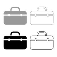boîte à outils icône professionnelle contour ensemble gris noir couleur vecteur