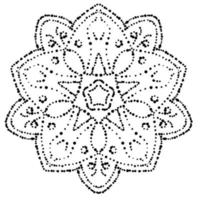 mandala en pointillé. fleur de doodle rond ornemental isolé sur fond blanc. élément de cercle géométrique. vecteur