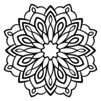 fleur de doodle ronde ornementale noire isolée sur fond blanc. mandala de contour. élément de cercle géométrique. vecteur