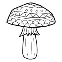 champignon doodle dessin animé isolé sur fond blanc. icône des bois de style enfantin. vecteur