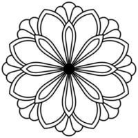 mandala de contour. fleur de doodle rond ornemental isolé sur fond blanc. élément de cercle géométrique. vecteur