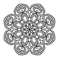 mandala de contour. fleur de doodle rond ornemental isolé sur fond blanc. élément de cercle géométrique. vecteur