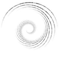 pointillé, points, mouchetures cercle concentrique abstrait. élément spirale, tourbillon, tourbillon. lignes circulaires et radiales volute, hélice. cercle segmenté avec rotation. lignes d'arc rayonnantes. cochléaire, vortex vecteur