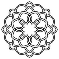 mandala de contour. fleur de doodle rond ornemental isolé sur fond blanc. élément de cercle géométrique. vecteur