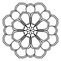 mandala de contour. fleur de doodle rond ornemental isolé sur fond blanc. élément de cercle géométrique. vecteur