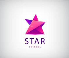 logo étoile origami 3d vectoriel. rouge et violet vecteur