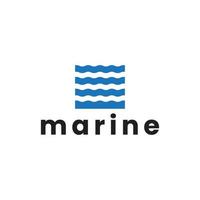 création de logo carré bleu océan vague marine vecteur