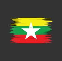 coup de pinceau drapeau myanmar, drapeau national vecteur
