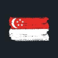 drapeau de singapour avec style pinceau vecteur