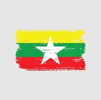 drapeau du myanmar avec style pinceau vecteur