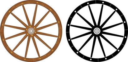 vieille silhouette de roue de wagon en bois, vecteur gratuit