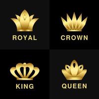 ensemble de logos haut de gamme. icône de la couronne du roi royal sur fond noir. vecteur