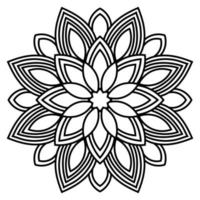 mandala de contour. fleur de doodle rond ornemental isolé sur fond blanc. élément de cercle géométrique. vecteur