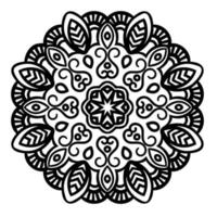 mandalas de fleurs. éléments décoratifs d'époque. fleur de doodle rond ornemental isolé sur fond blanc. mandala de contour noir. élément de cercle géométrique. vecteur