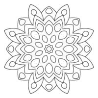 mandala de fleur de contour noir. élément de décoration vintage. fleur de doodle rond ornemental isolé sur fond blanc. élément de cercle géométrique. vecteur