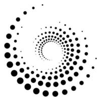 pointillé, points, mouchetures cercle concentrique abstrait. élément spirale, tourbillon, tourbillon. lignes circulaires et radiales volute, hélice. cercle segmenté avec rotation. lignes d'arc rayonnantes. cochléaire, vortex vecteur