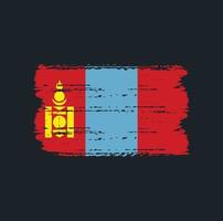 drapeau de la mongolie avec style pinceau vecteur