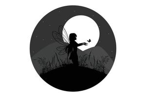 illustration de silhouette de fée mignonne vecteur