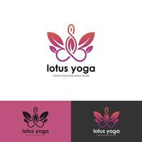 yoga humain avec modèle de conception de logo lotus. vecteur