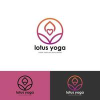 yoga humain avec modèle de conception de logo lotus. vecteur