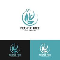 modèle de logo de personnes et d'arbres vecteur