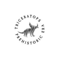 logo du tricératops. silhouette de dinosaure. logo de dinosaure en demi-teinte vecteur