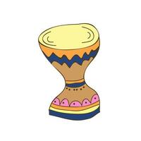 dessin animé simple dessin de tambour traditionnel indien et africain. conception de griffonnage vecteur