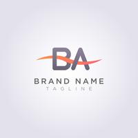 Logo Icon Design Lettres BA avec vagues pour votre marque ou votre entreprise vecteur