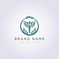 Concevez un logo avec une combinaison de cercles, de feuilles et de symboles de santé pour votre entreprise ou votre marque vecteur